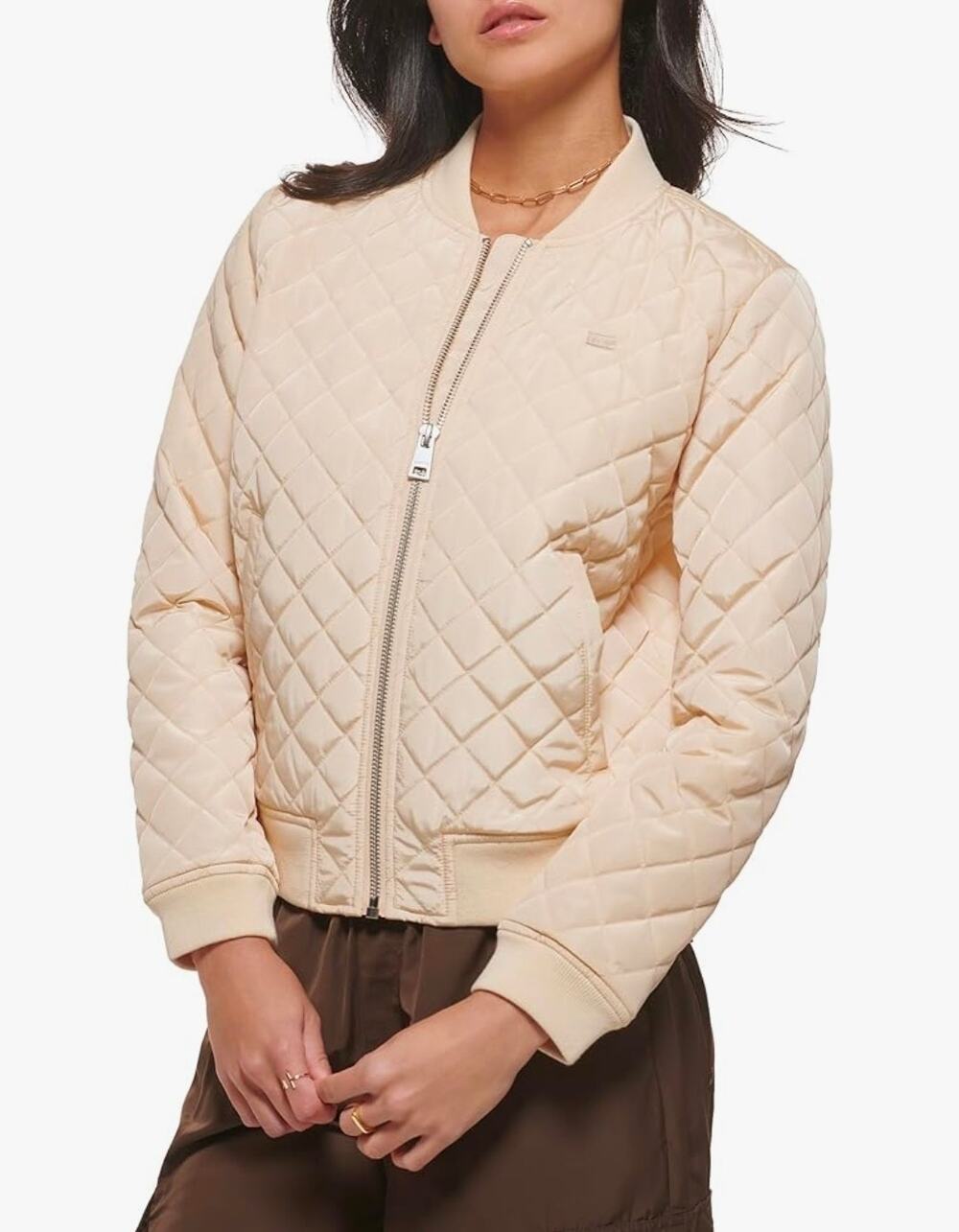 Levi's Women's Diamond Peach Quilted Bomber Jacket Size Large